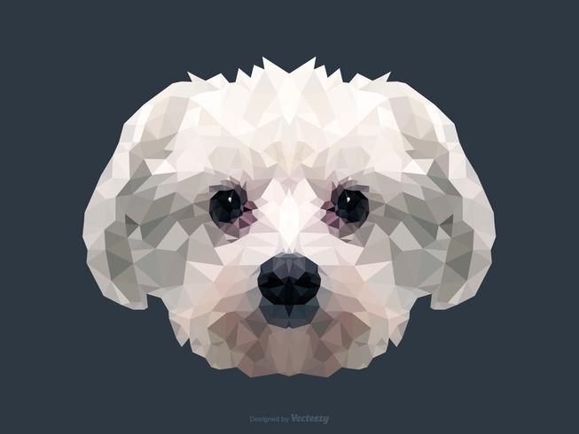 Abstract Maltese Dog Portrait In Low Poly Vector Design