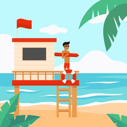 Lifeguard Beach Vector