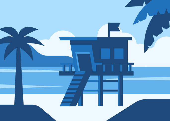 Silhouettes Lifeguard House vector