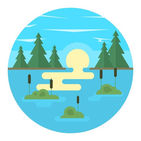 Flat Lake Landscape vector