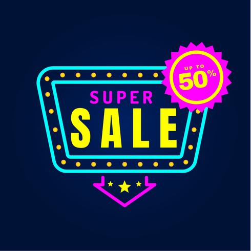 Neon Sale Vector Background