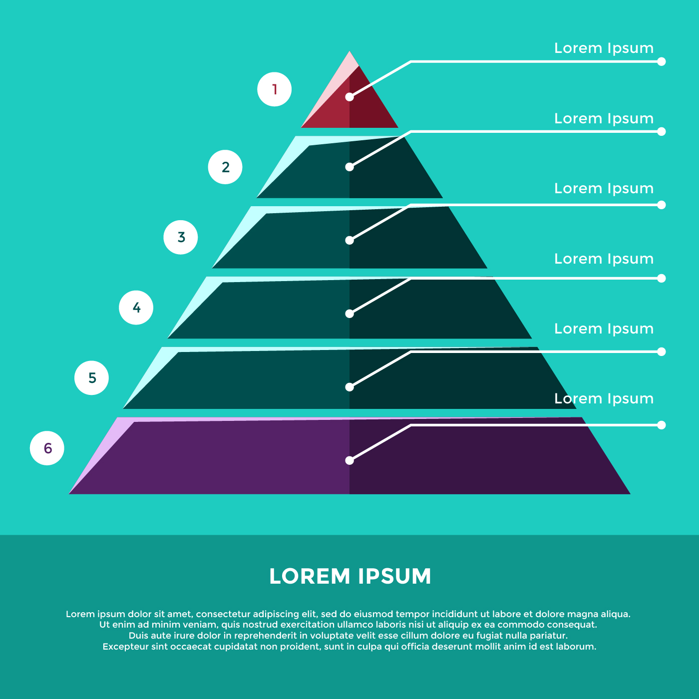 Diagrama de pirámide plana para Vector de negocios 