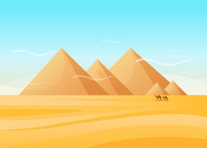 Egypt Pyramids on Desert Vector