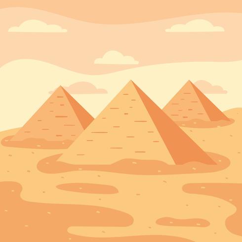 Pyramids On Desert Vector