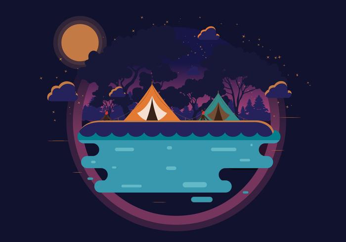 Camping de noche en Vector de montaña