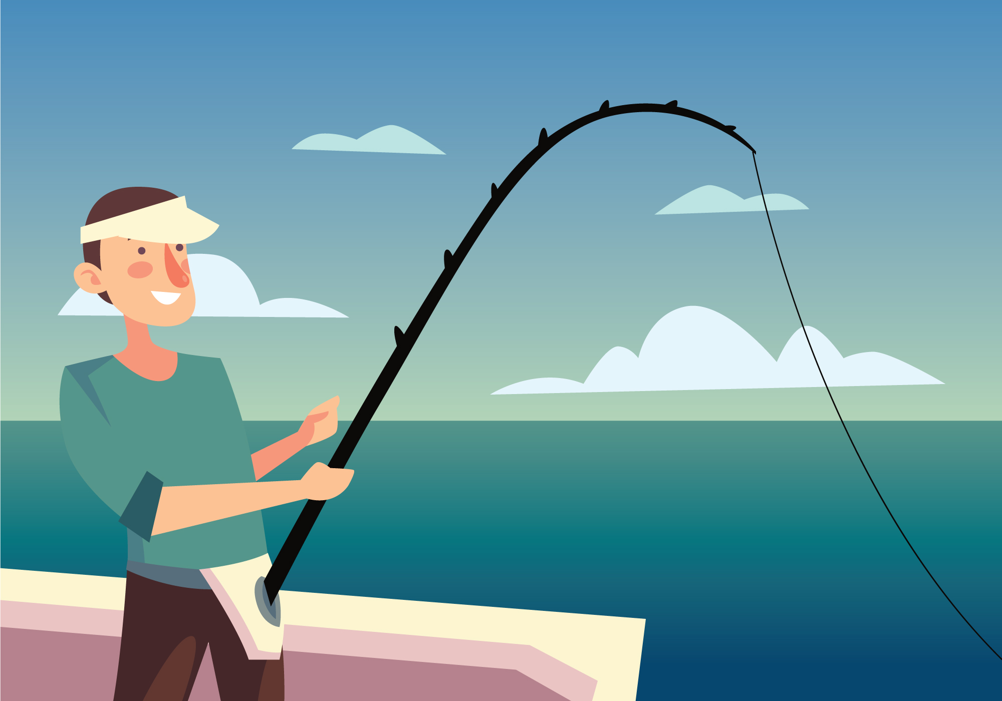 Download Man Fishing At Sea - Download Free Vectors, Clipart ...