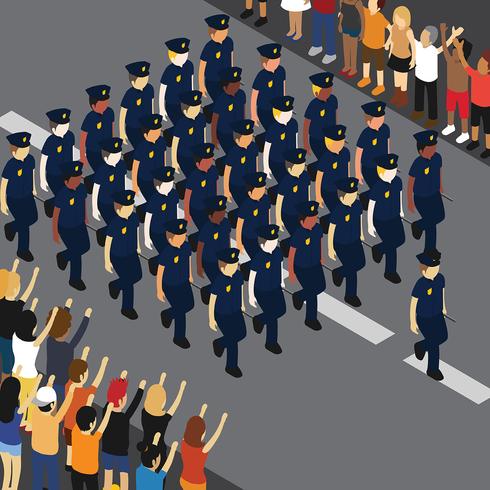 Ilustración del desfile de la policía vector