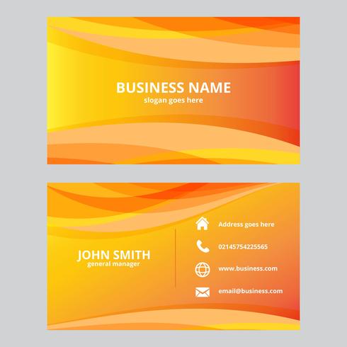 Orange Abstract Waves Business Card vector