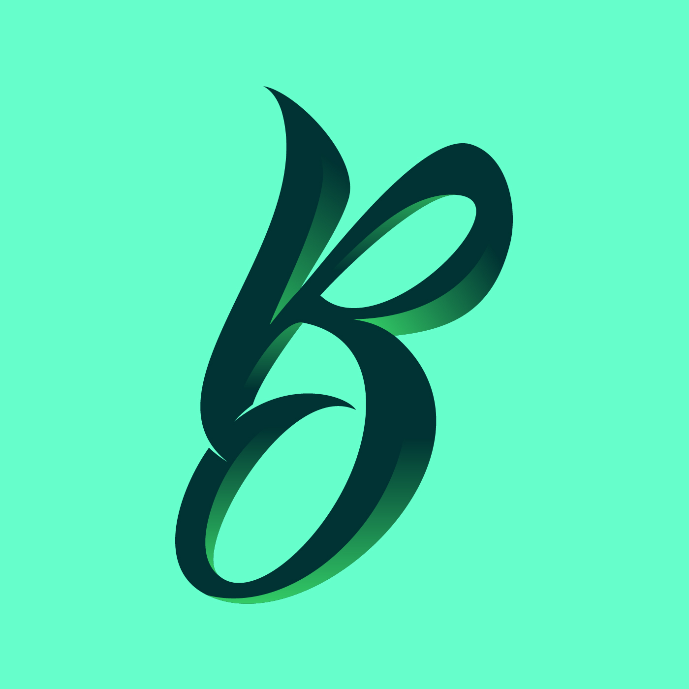 3d script letter b typography vector