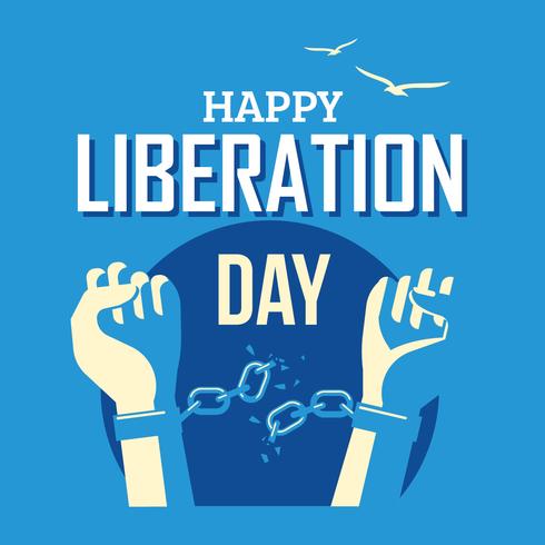 Hands with Broken Chain for Liberation Day Concept vector