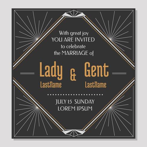 Art Deco Wedding Invitation Card vector