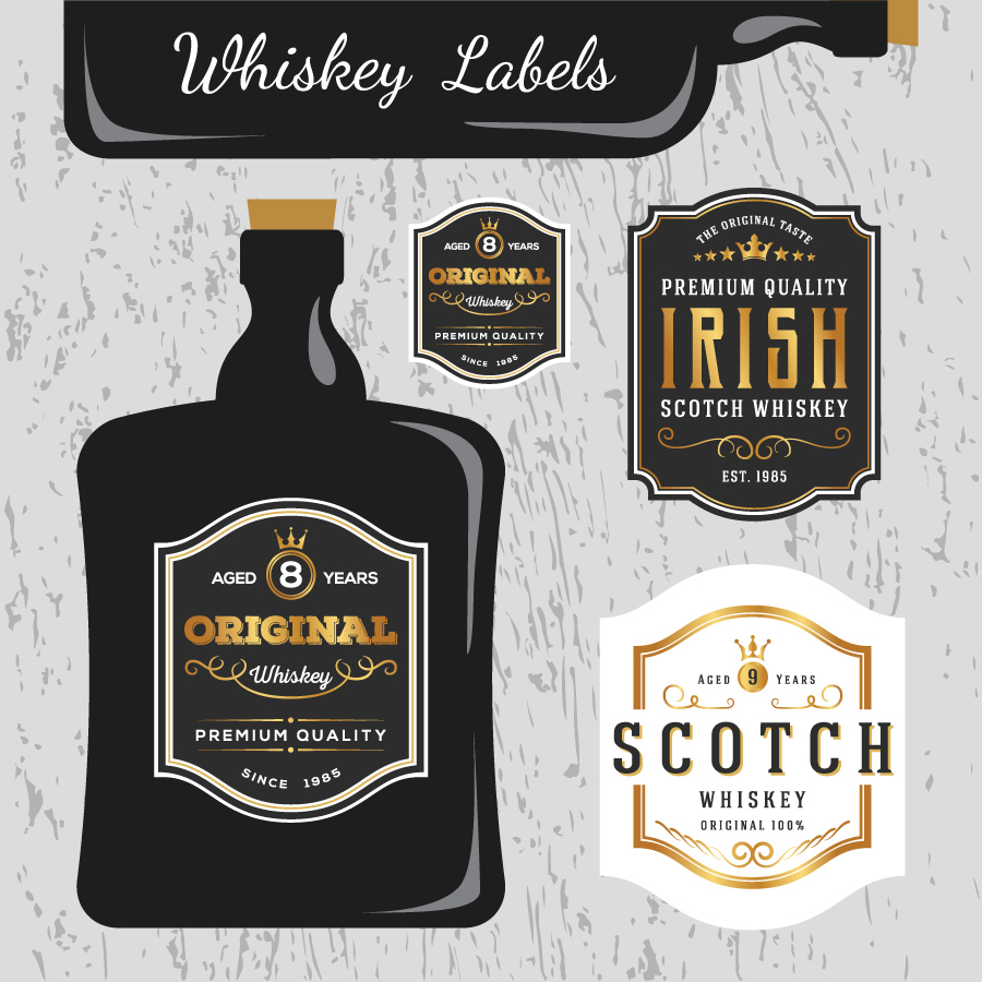 Vintage Premium Whiskey Brands Label Design 211143 Vector Art ...