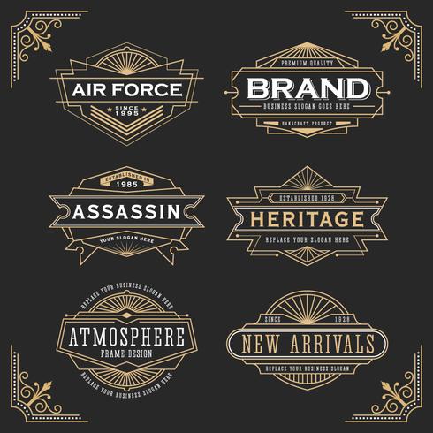 Vintage line frame design for labels vector