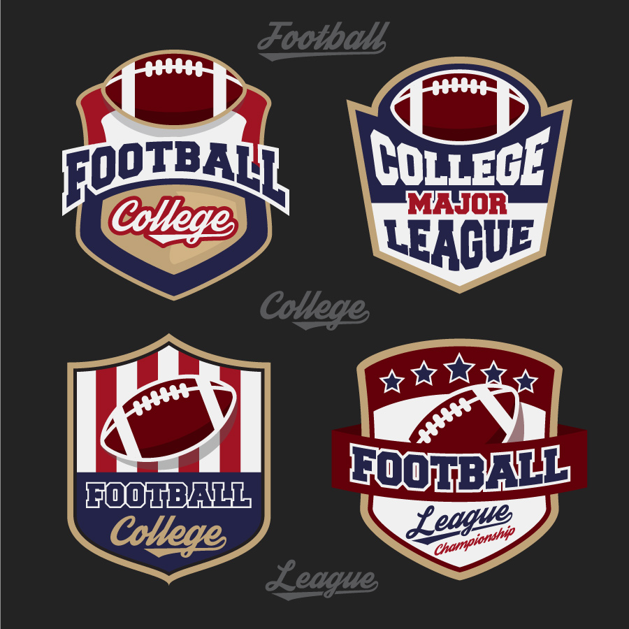 Set of football college league badge logo with four color ...