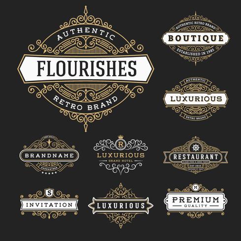 Vintage Flourishes Frame Banner Label Collection vector