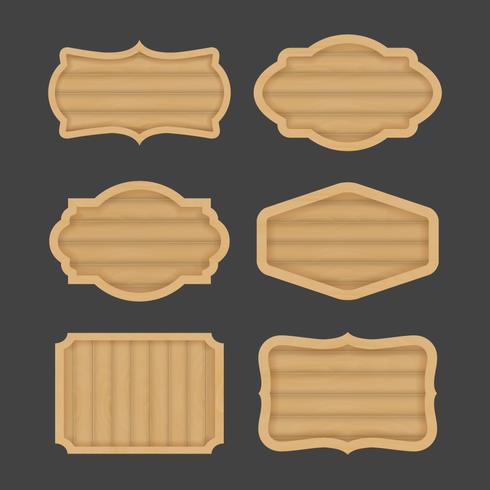 Wooden board label banner design vector