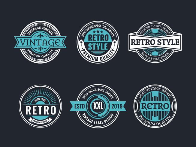 Círculo vintage y colección de diseño retro insignia vector