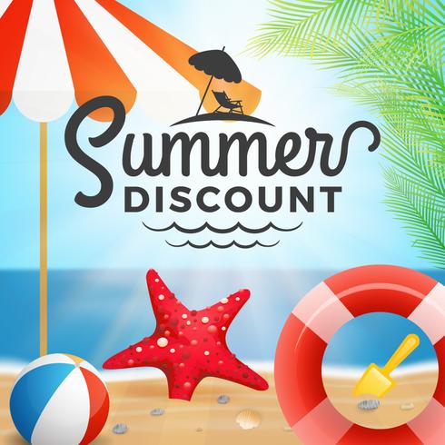 Summer discount typography and holiday background vector