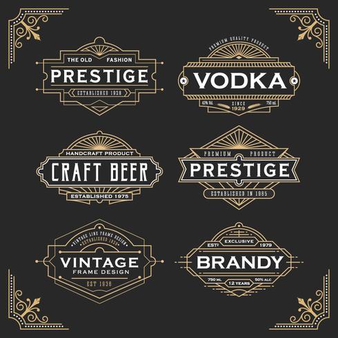 Vintage line frame design for labels vector