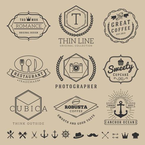 Linear thin line badge logo sets for Product label banner vector