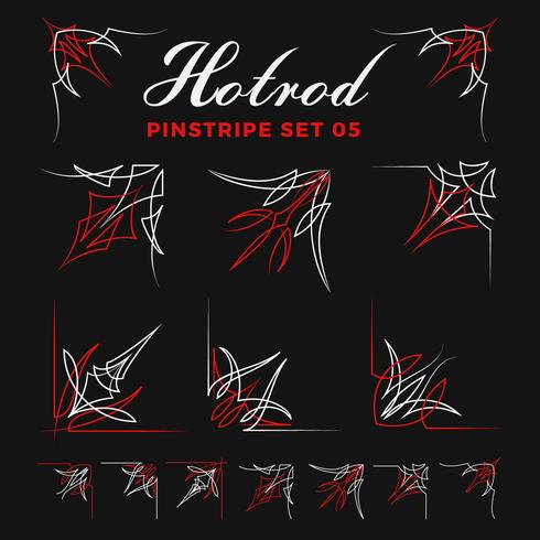 Set of vintage pin striping line art vector