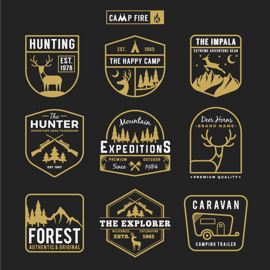 Set of camping outdoor and adventure gears badge logo 211234 Vector Art at  Vecteezy