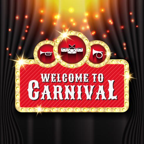 Carnival banner background design with light bulb frame vector