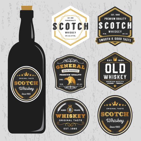 Vintage Premium Whisky Marcas Diseño De Etiquetas vector