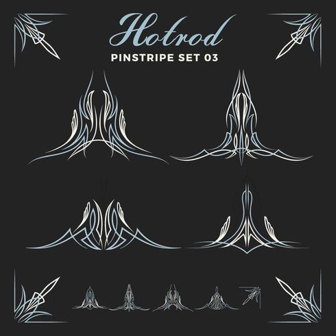 Set of vintage pin striping line art vector