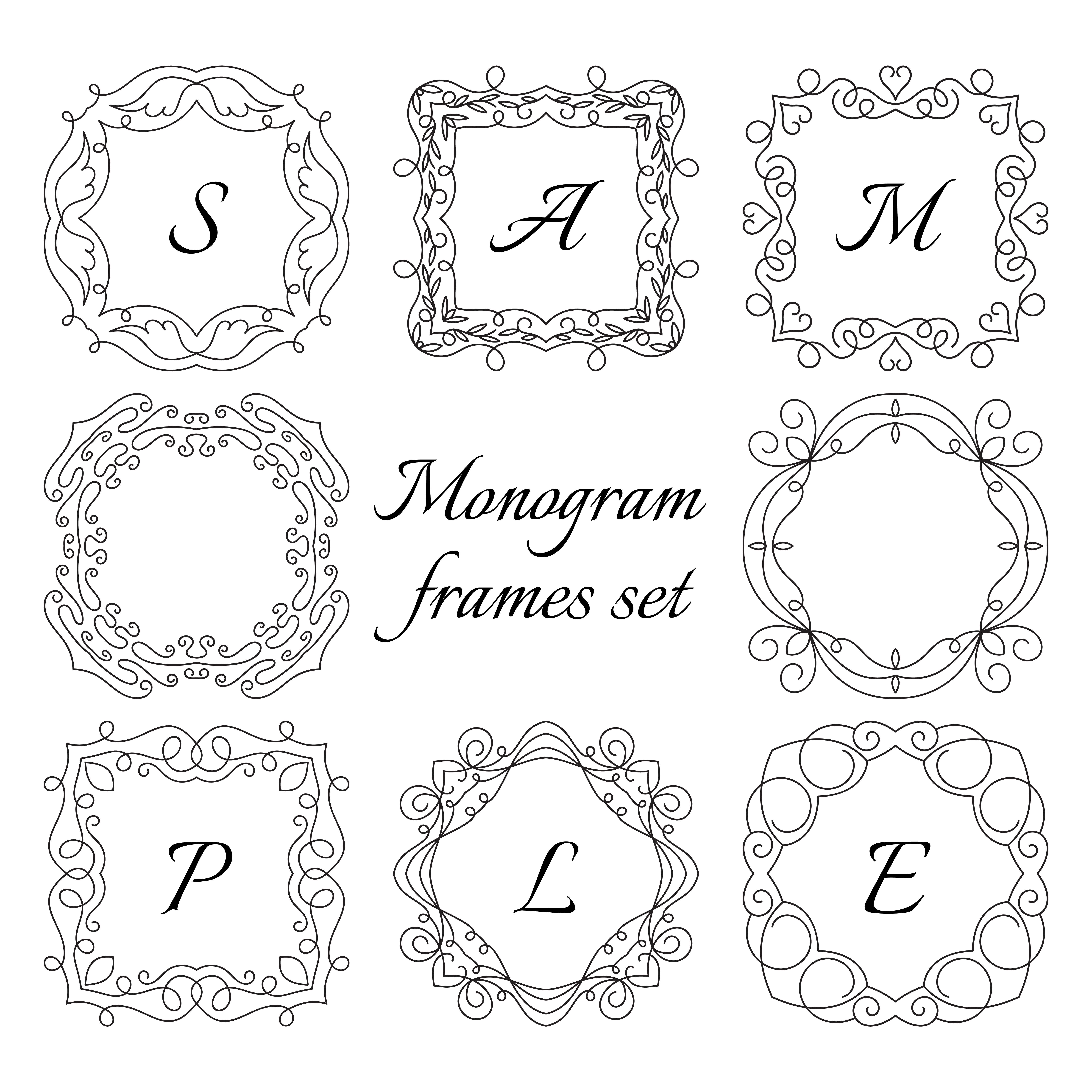 Download 8 monogram frames. Retro style set. Hand drawn ornaments. - Download Free Vectors, Clipart ...