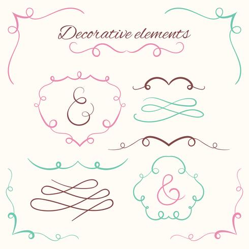 Hand drawn dividers set. Decorative borders set. Ornamental decorative frames vector