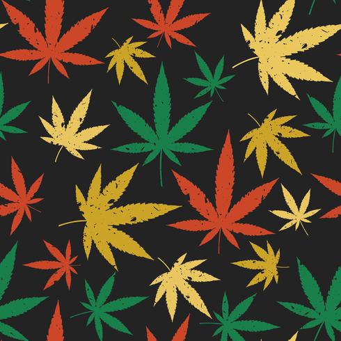 Cannabis seamless retro pattern. vector