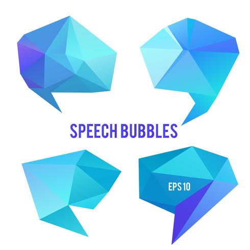 Burbujas de discurso de baja poli. vector
