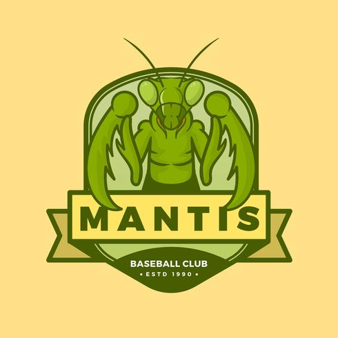 Flat Insect Mantis Mascot Logo With Modern Badge Template Vector Illustration