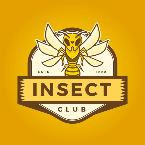 Flat Insect Bee Mascot Logo With Modern Badge Template Vector Illustration