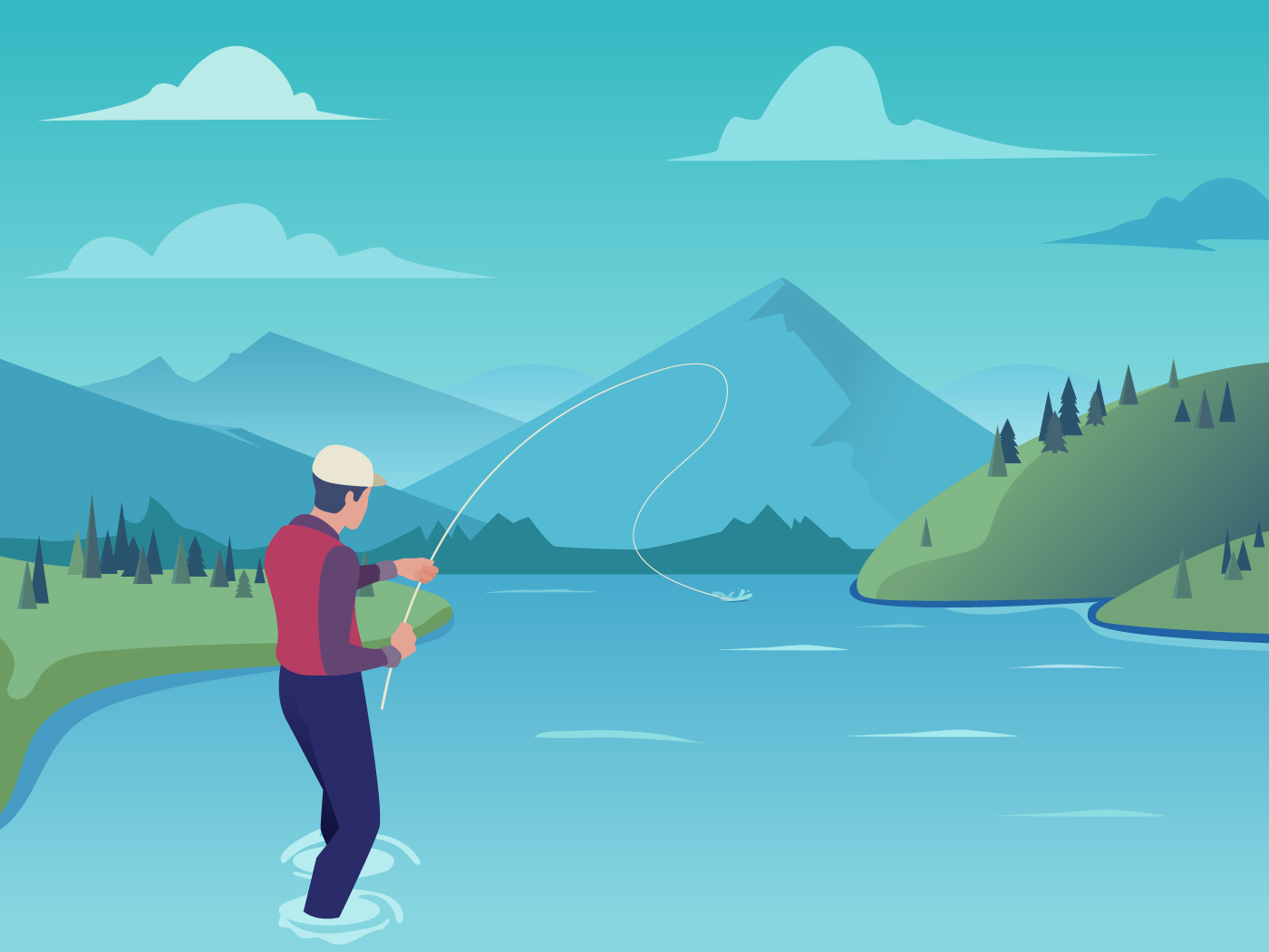 Download Young Fisherman Fly Fishing In Mountain River - Download ...
