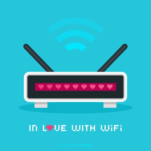 En amor con WiFi Flat Vector Concept Design