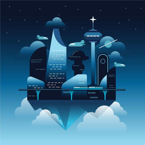 Floating Future City vector