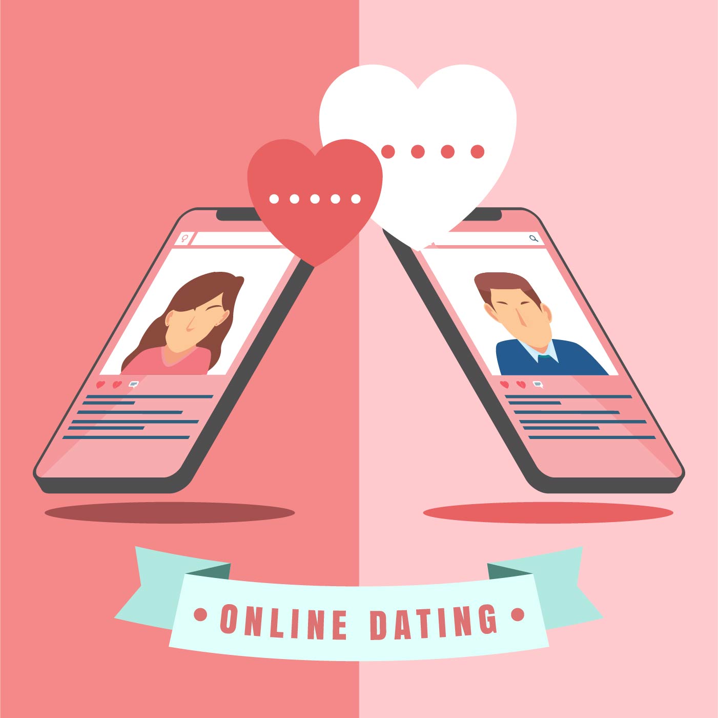 Online Dating Man and Woman 214992 Vector Art at Vecteezy