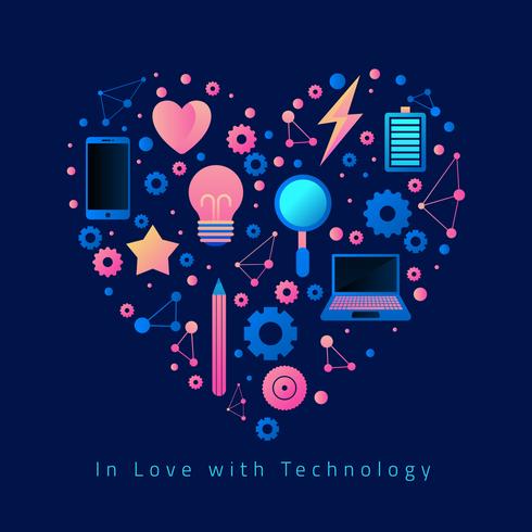 In Love with Technology Vector Illustration