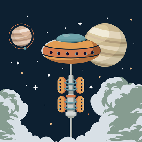 Ilustración de ascensor espacial vector