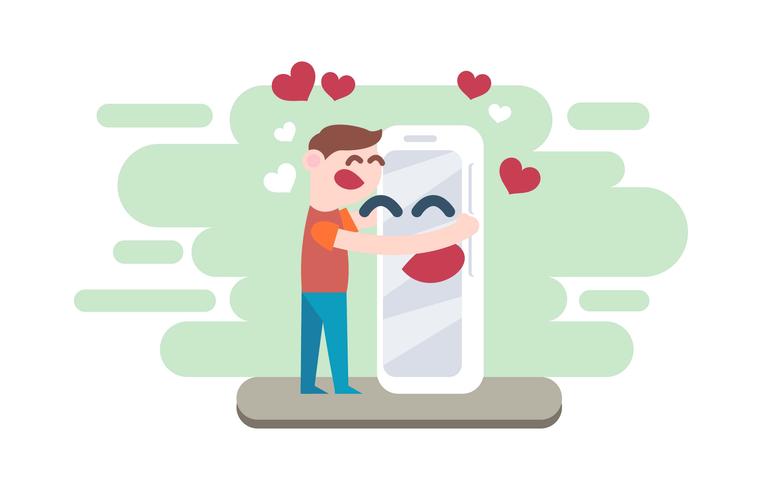 En el amor con la tecnología plana ilustración vectorial vector