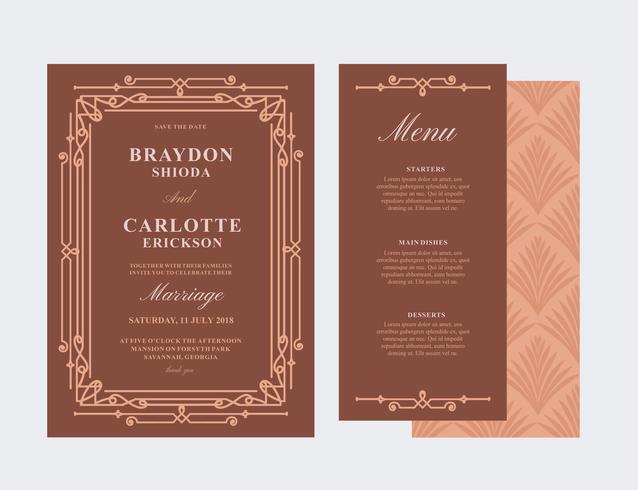 Art Deco Wedding Card vector