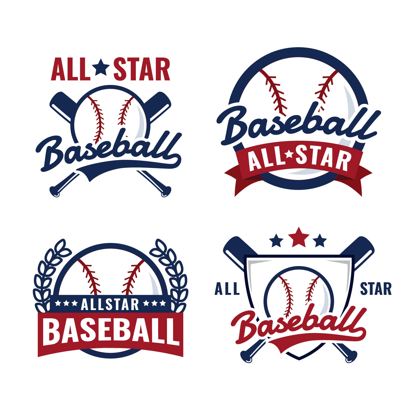 Baseball championship all star badge logo emblem Vector Image