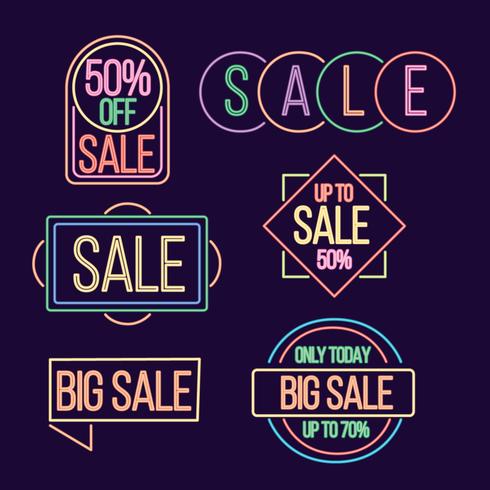 Neon Lamp Sale Collection Vector