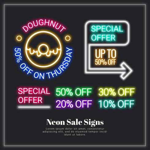 Vector Neon Sale Signs