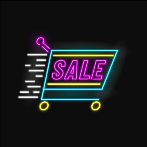 Sale Trolley Neon Vector