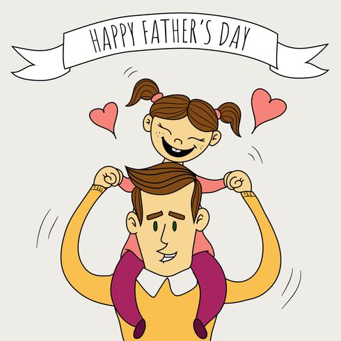 Cute Dad With Daughter Smiling vector