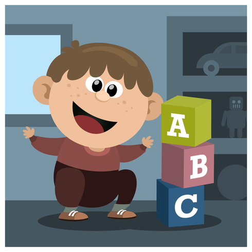 Boy Playing Alphabet Box vector