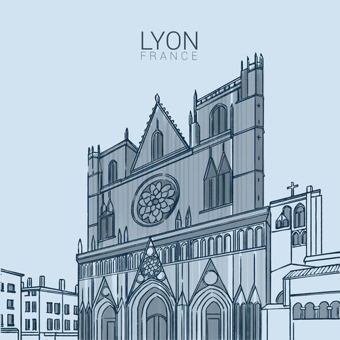 Lyon Medieval Landmark Vector Illustration